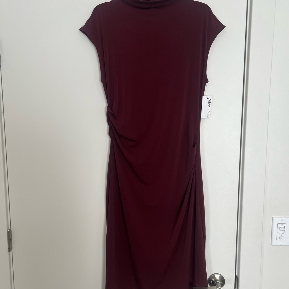 Nine West Women's Burgundy Draped Sheath Dress